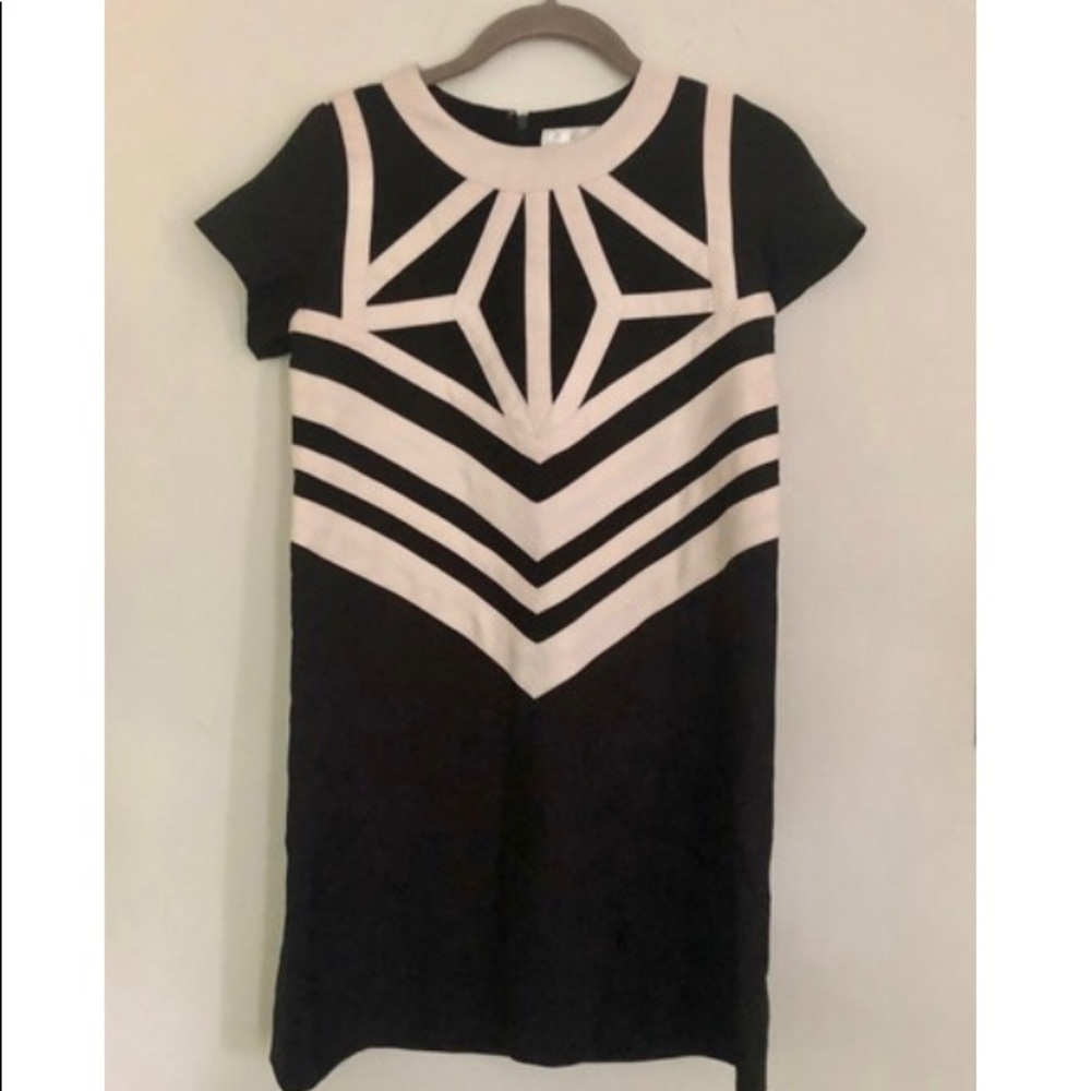 Karta black and ivory mod mini dress